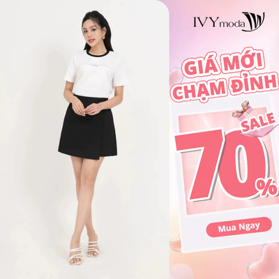 Chân váy A ngắn xếp tà, Chân váy công sở dạo phố nữ IVY moda MS 31B9653