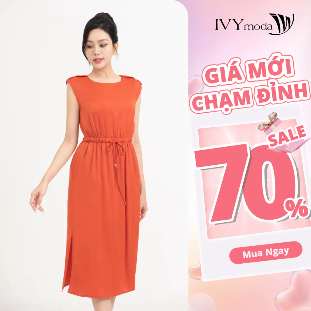 Đầm lụa nhấn eo IVY moda MS 48M7452