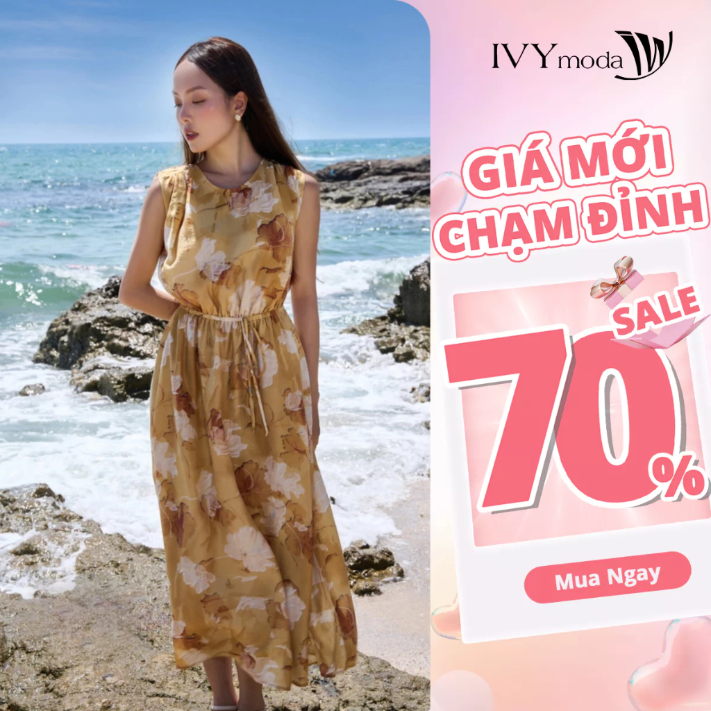 Đầm xòe thắt dây eo IVY moda MS 41M7404