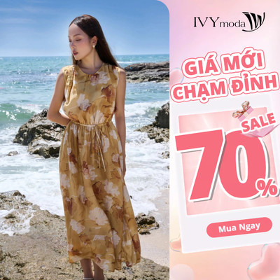 Đầm xòe thắt dây eo IVY moda MS 41M7404