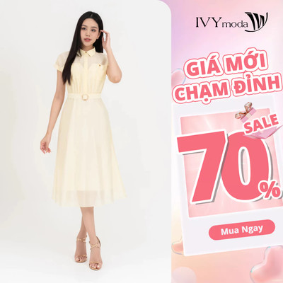 Đầm lụa dáng xòe (không kèm đai) nữ IVY moda MS 48M8275