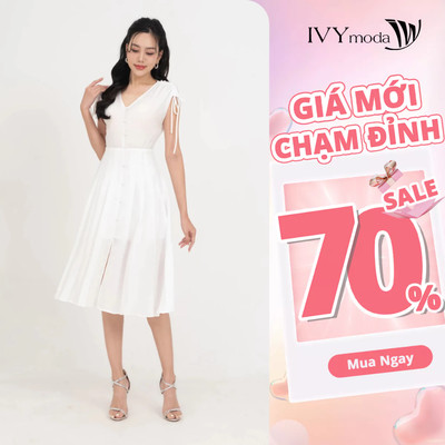Swing Dress - Đầm dạo phố cổ V nữ IVY moda MS 41M8693
