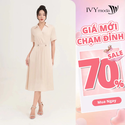 Rustic dress - Đầm xòe cổ đức nữ IVY moda MS 48M8726