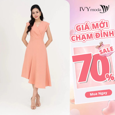 Peach Dress - Đầm cổ V đuôi cá nữ IVY moda MS 48B9673