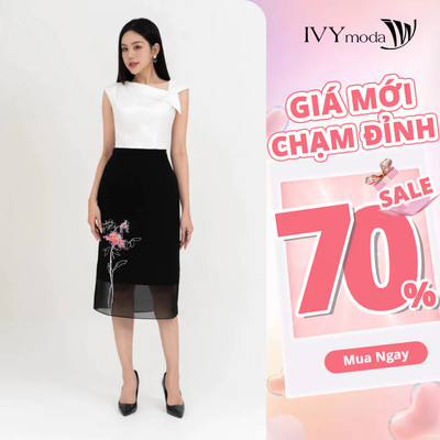 Chân váy Chiffon 2 lớp dệt họa tiết IVY moda MS 31M8721