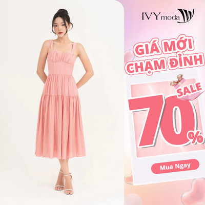 Đầm lụa xòe Pink Baby nữ IVY moda MS 41B9851