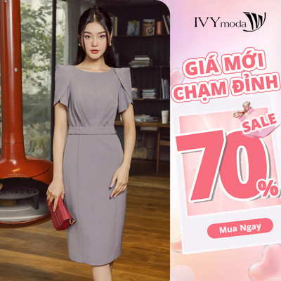 Đầm ôm vai kiểu nữ IVY moda MS 48M8718