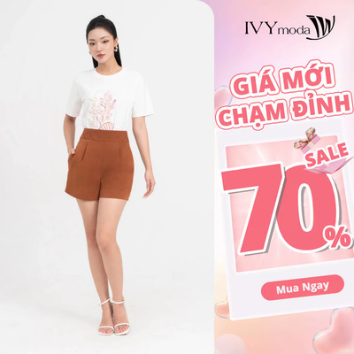 Quần short ống suông nữ cạp kiểu IVY moda MS 20M8818