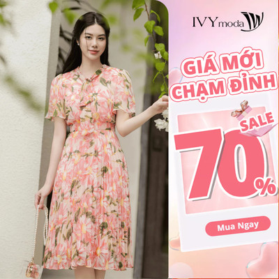 Đầm hoa xếp ly nữ IVY moda MS 48M8643