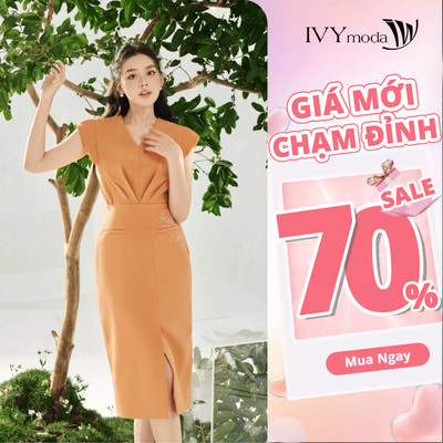 Julia Dress - Đầm ôm cổ V nữ IVY moda MS 48M8747