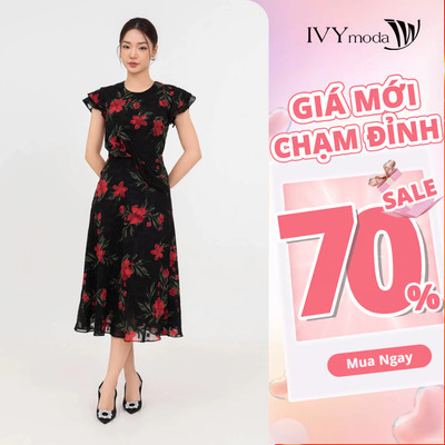 Đầm lụa nữ Rose Pétale IVY moda MS 48M8975