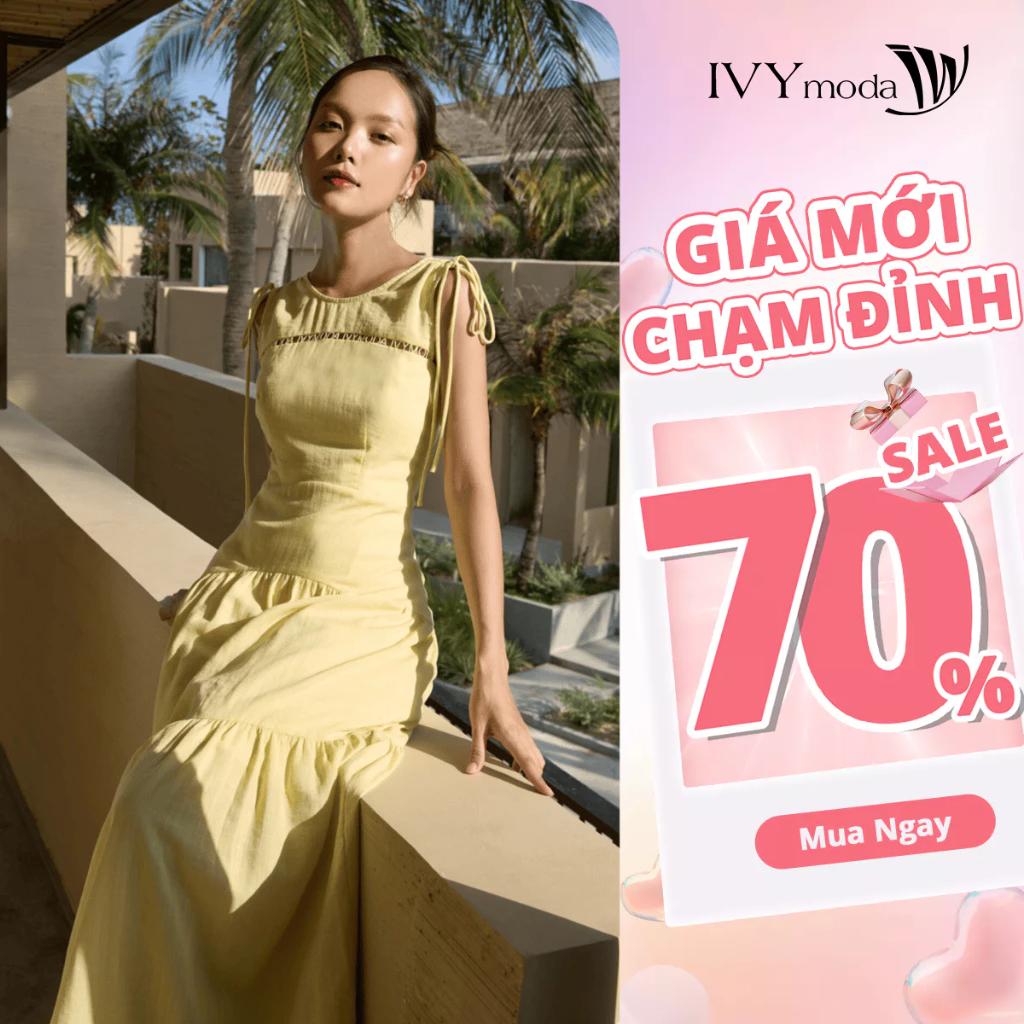Đầm linen dáng maxi nữ IVY moda MS 41M8282