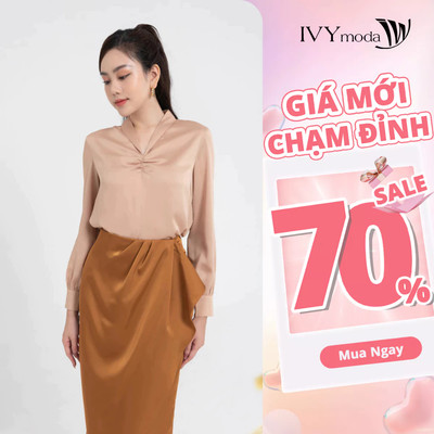 Áo lụa cổ V nữ may nhúm ngực IVY moda MS 17M8063