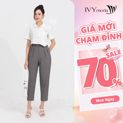 Quần baggy nữ phối đai IVY moda MS 22M7779