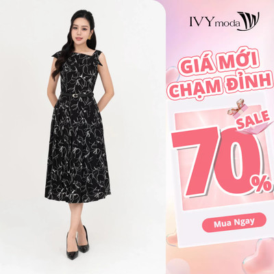 Fuchsia Dress - Đầm xòe họa tiết nữ IVY moda MS 48M8715