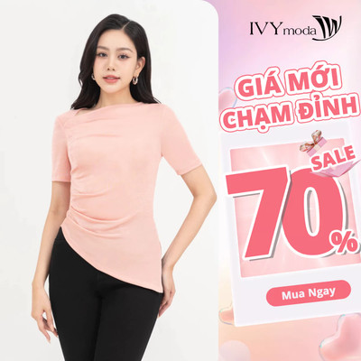 Áo thun xếp li body nữ IVY moda MS 57M8272