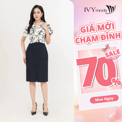 Chân váy bút chì phối túi IVY moda MS 30M8710