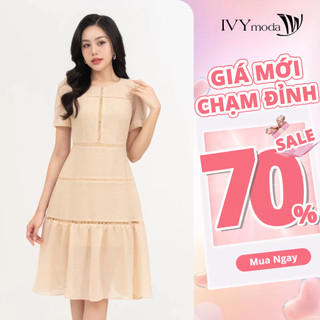 Đầm lụa ôm dáng xòe nữ IVY moda MS 48M8290