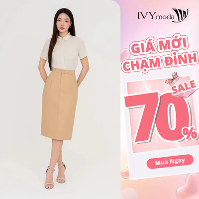 Chân váy Khaki bút chì 1 lớp IVY moda MS 30B9826