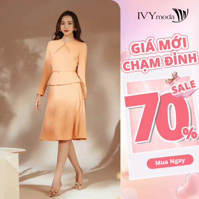 Đầm Tuysi cách điệu nữ, Đầm xòe công sở dạo phố hiện đại IVY moda MS 48M8592