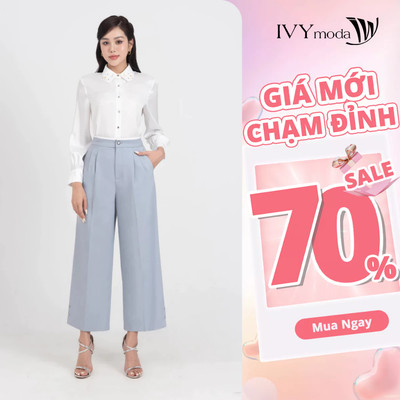 Quần suông ống đính khuy nữ IVY moda MS 22M8506