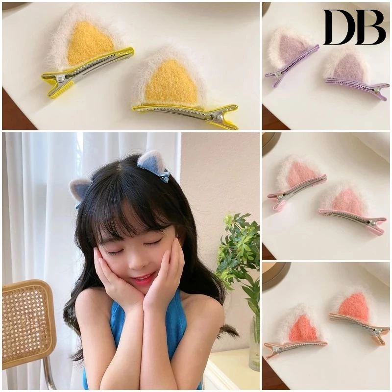 Kẹp tai mèo bằng vải lông dễ thương cho bé gái, kẹp tóc lông nhung dễ thương xinh xắn cho nữ E1916