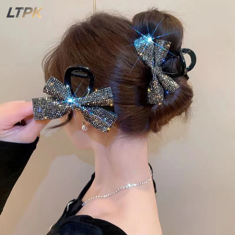 COD Mũ Đội Đầu Kẹp Cá Mập Hàn Quốc Tinh Tế Kim Cương Giả Nơ Lấy Kẹp Nữ Mùa Hè Nửa Dây Buộc Tóc Tính Khí Đầu Lưng LTPK