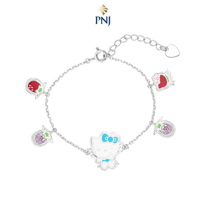 Lắc tay Trẻ em Bạc đính đá PNJ ❤️ Hello Kitty Grow with you ZT00W060038