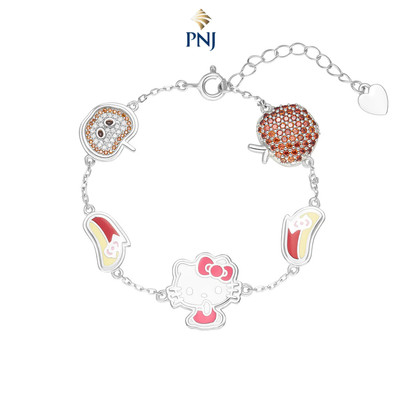 Lắc tay trẻ em Bạc đính đá PNJ ❤️ Hello Kitty Grow with you ZTMXW060010