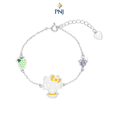 Lắc tay Trẻ em Bạc đính đá PNJ ❤️ Hello Kitty Grow with you ZTMXW060012