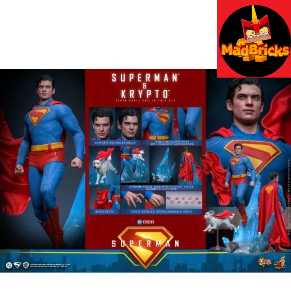 (HÀNG CÓ SẴN ) MÔ HÌNH HOTTOYS MMS812 SUPERMAN AND KRYPTO