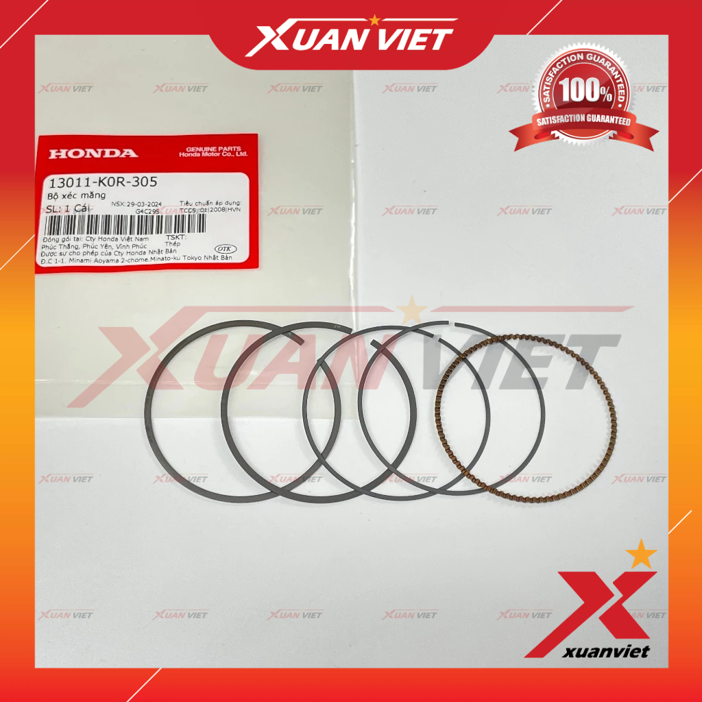 Bộ bạc piston Air Blade AB 125 4val, Lead 125 4van, SH 125 4 val chính hãng, Bộ xéc măng pít tông Ab