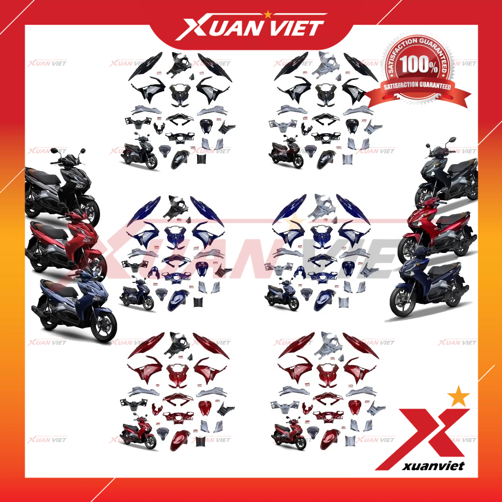 Bộ dàn áo AB 150, Air Blade 150 đời 2019 2020 2021 các màu zin chính hãng, Dàn vỏ nhựa màu Air Blade