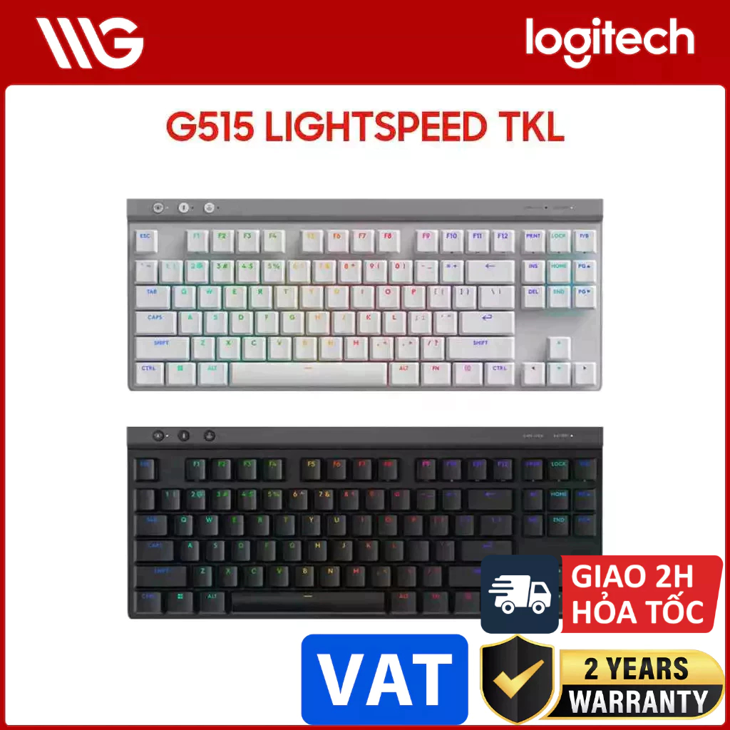 Bàn phím cơ Logitech G515 LIGHTSPEED TKL Wireless Low Profile Đen / Trắng
