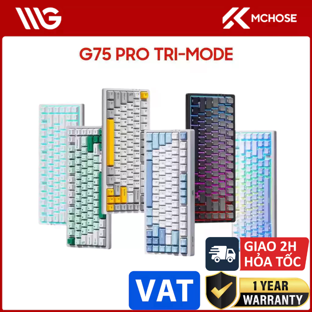 Bàn phím cơ MCHOSE G75 Pro Wireless Tri-Mode Gasket Hot Swap Layout 75%