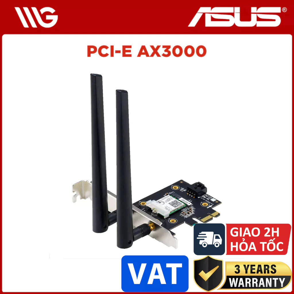 Bộ điều hợp WiFi ASUS PCE-AX3000 PCIe WiFi 6 AX3000 Bluetooth 5.0