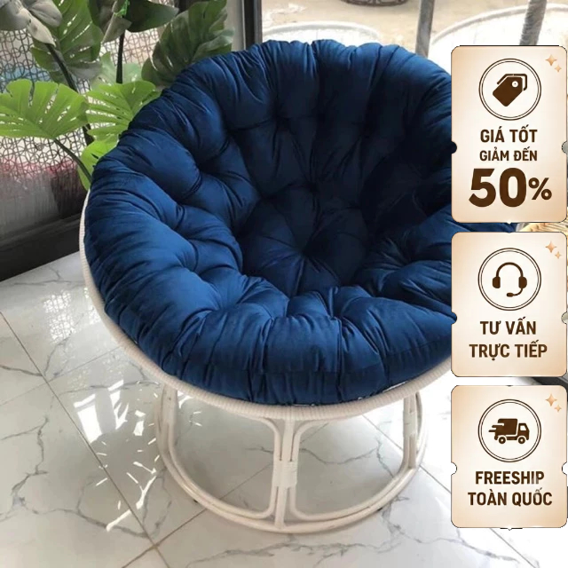 [FURNI HOME] Ghế  Papasan  thư giãn 100cm, Ghế lười đọc sách G06 có đệm decor ban công chill chill -