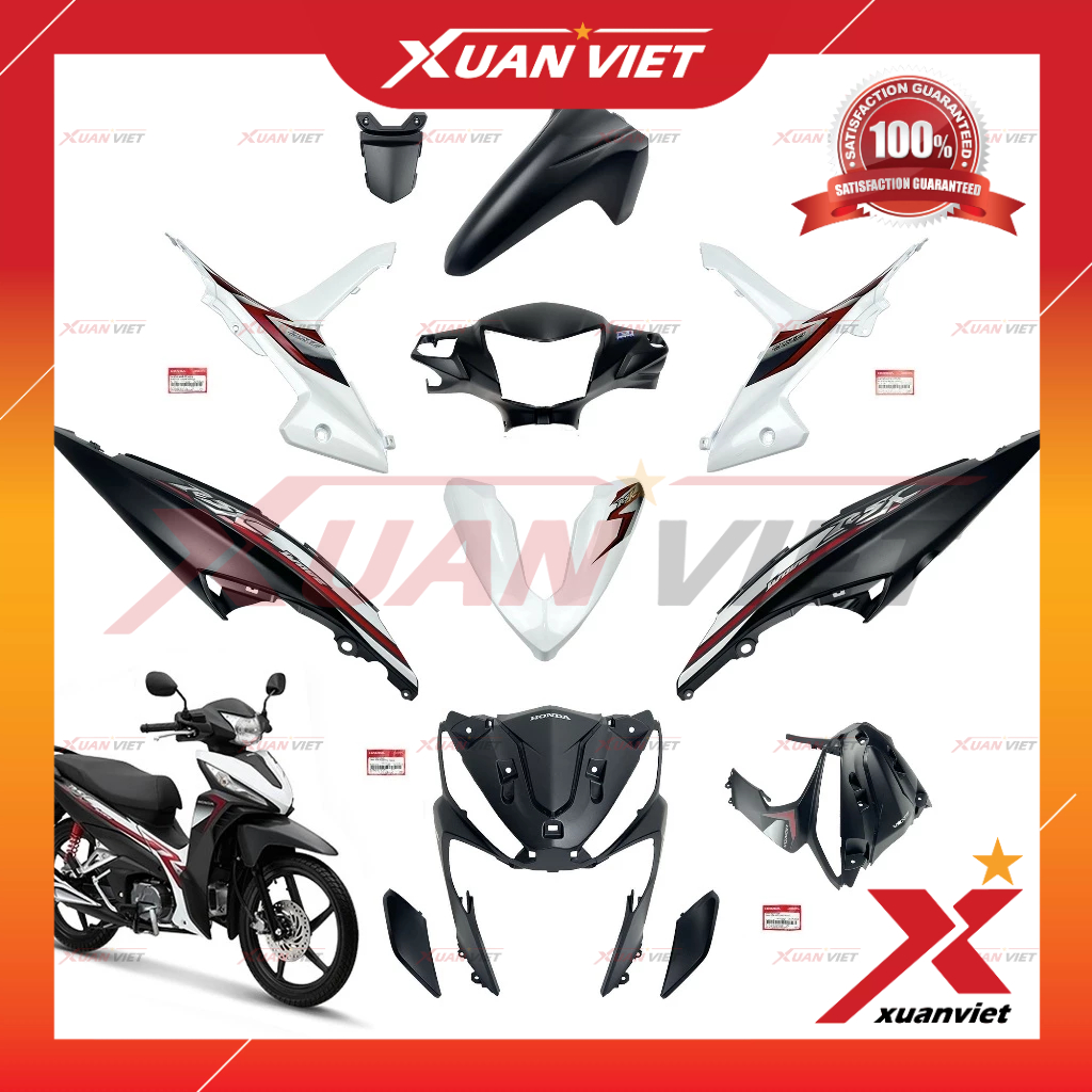 [LẺ MÓN] Dàn áo Wave RSX 2018 2019 màu Trắng Đen Nhám 3D Vành Đúc, Bộ nhựa màu Wave Rsx 110 Phanh Đĩ