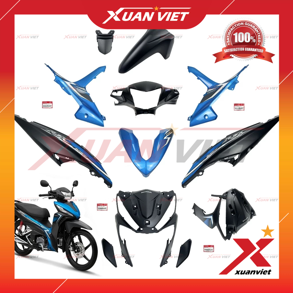 [LẺ MÓN] Dàn áo Wave RSX 2018 2019 Xanh Dương Đen Nhám 3D Vành Đúc, Bộ nhựa màu Wave Rsx 110 Bánh Mâ