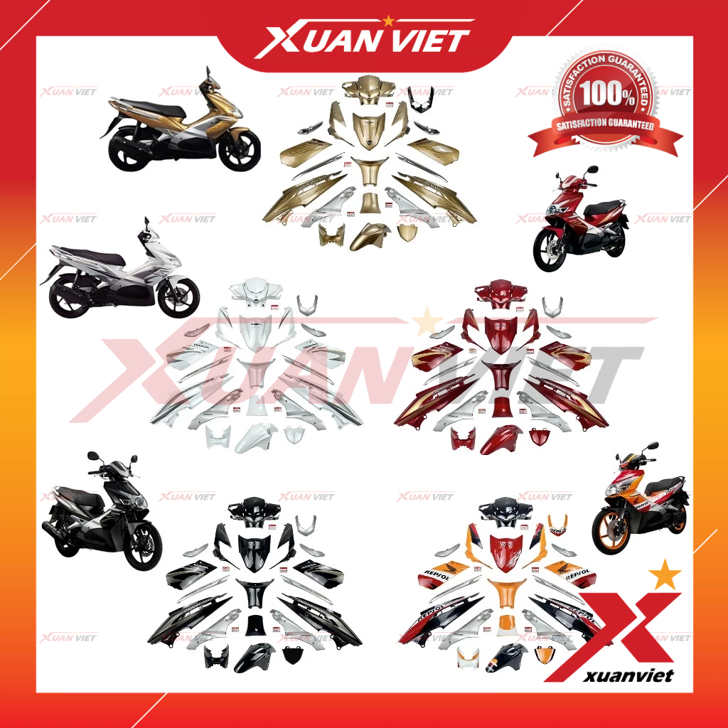 Bộ dàn áo Air Blade 110 bản Fi đời 2009 2010 (20 món) các màu chính hãng, Dàn mủ nhựa màu AB 110 Fi 