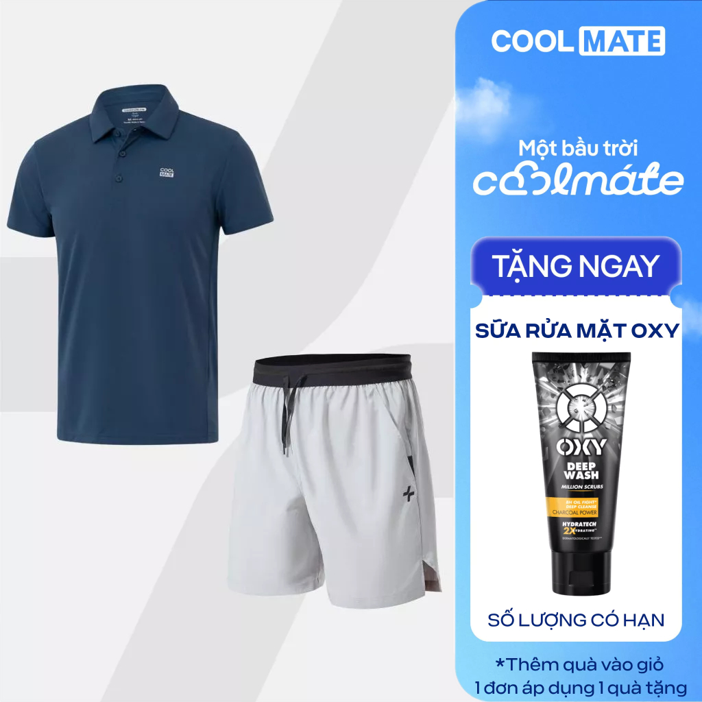 [TẶNG SRM OXY]Set đồ thể thao nam Áo Polo Promax-S1 Quần 6 inch đai siêu co giãn, set Pickleball tho