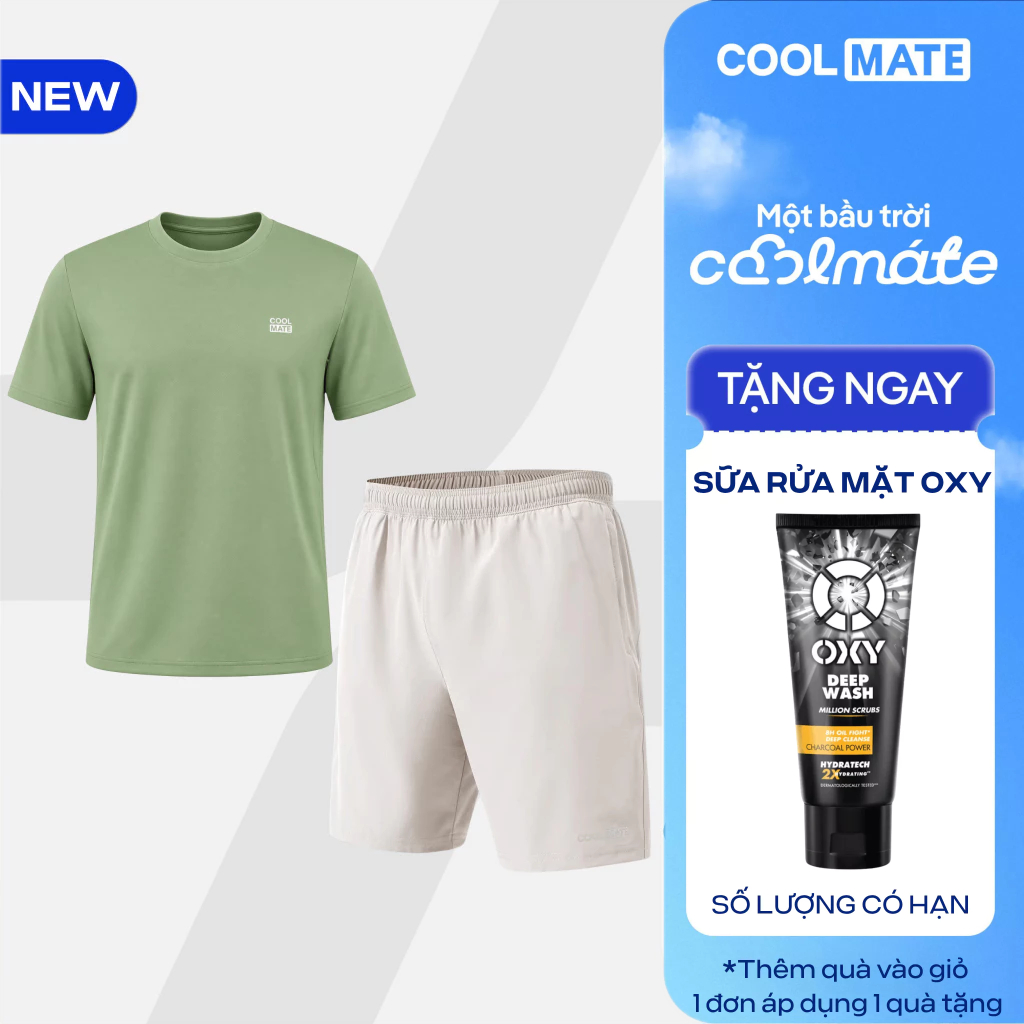[TẶNG SRM OXY]Set thể thao tập gym,Pickleball nam Áo Thun Essential + Quần Short 7inch thoáng khí Co