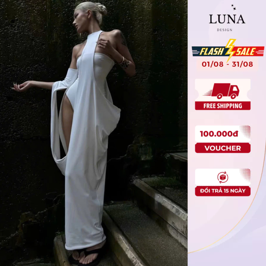 Set Đồ Bơi Đi Biển Luna Design Kèm Khăn Choàng Dáng Dài Phối Mảnh Liền Thân Chụp Ảnh High Fashion Sa