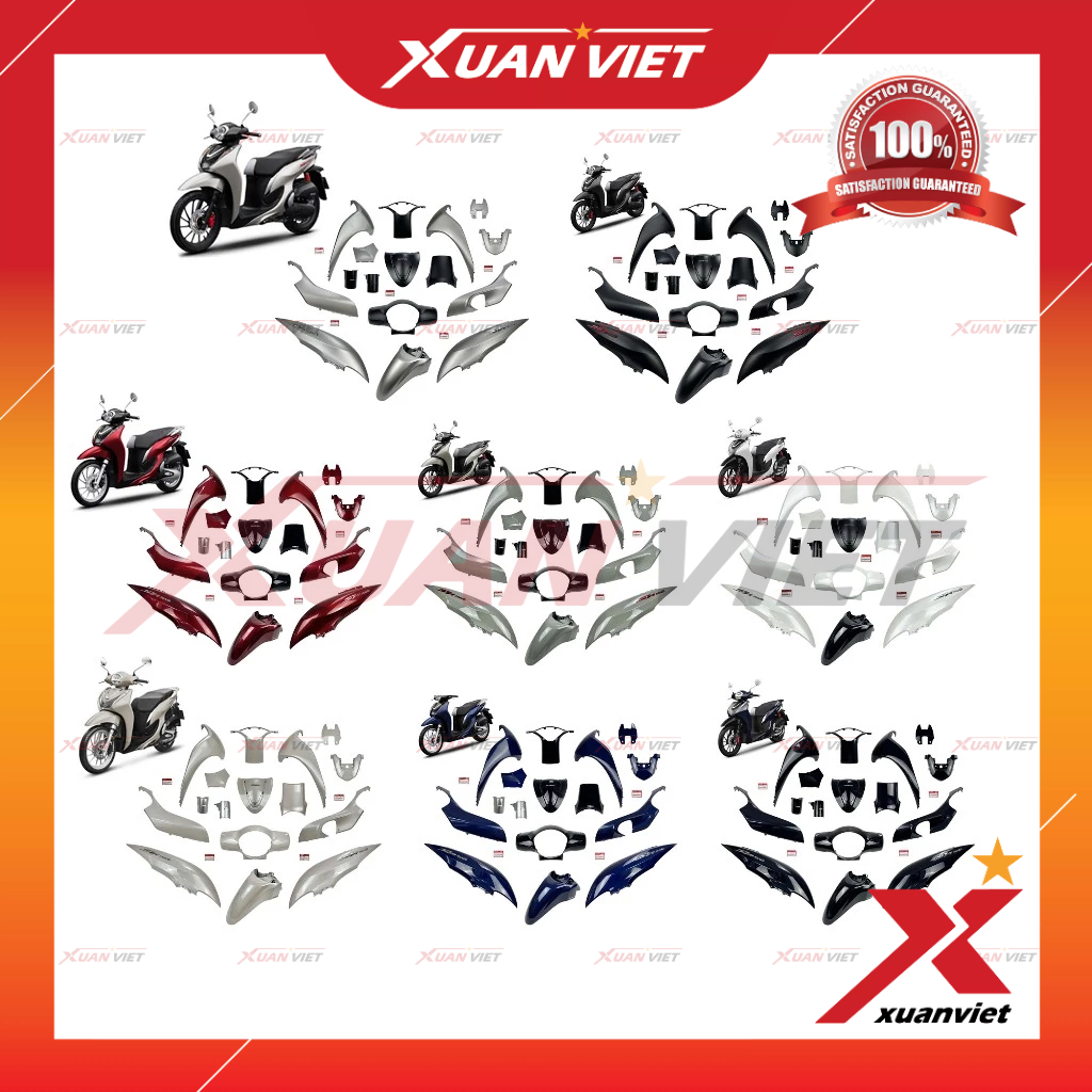 Bộ dàn áo Sh Mode 125 4val 2021-2024 (16 món) các màu chính hãng, Dàn vỏ nhựa màu SH Mode 2022 2023