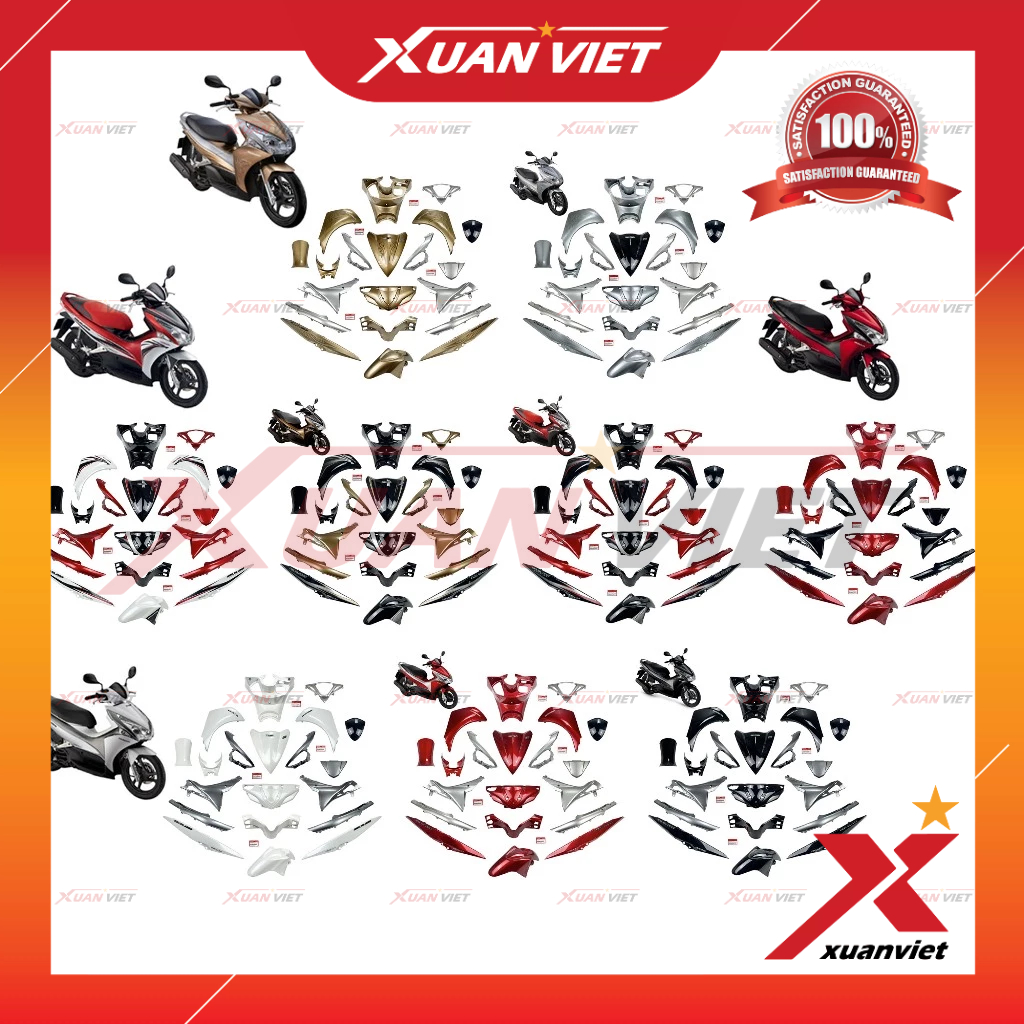 Bộ dàn áo Air Blade 2011 2012, AB 110 Đầu Bò (20 món) các màu chính hãng, Dàn nhựa màu xe Air Blade 