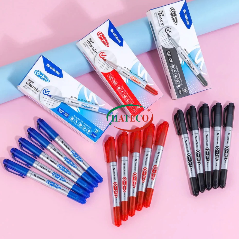 10 BÚT LÔNG DẦU GHI ĐĨA 2 ĐẦU PM04 Thiên Long CHÍNH HÃNG -BÚT DẠ KÍNH KHÔNG XÓA ĐƯỢC (XANH, ĐEN, ĐỎ)