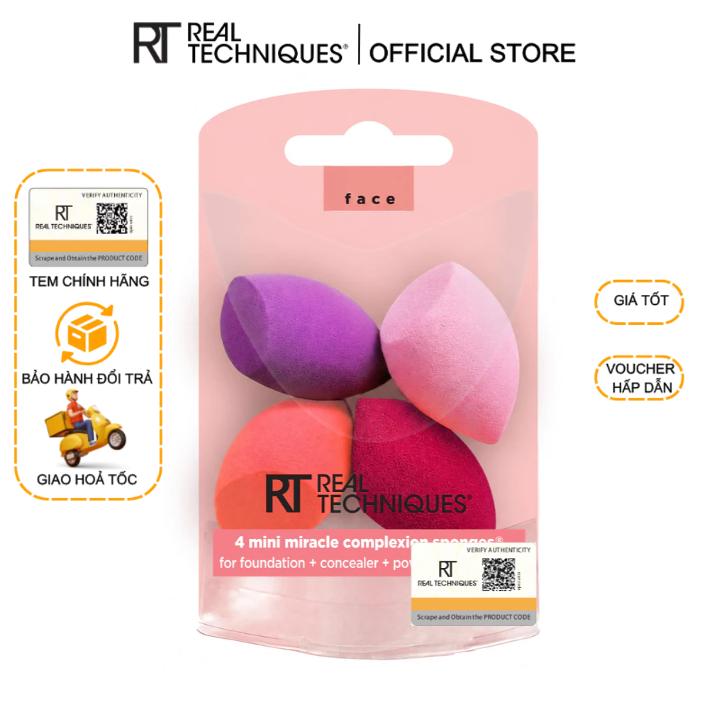 Set 4 bông mút mini RT Real Techniques 4 Mini Miracle Complexion Sponges mã loại 01492