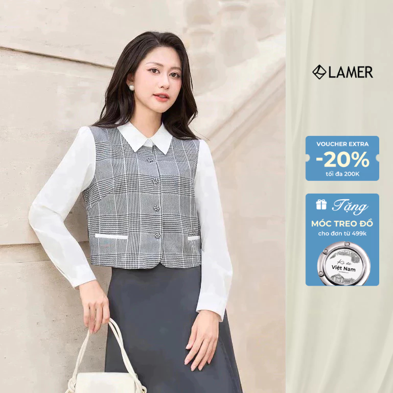 Áo Sơ Mi Nữ Phối Cổ Đức Dài Tay LAMER O61H25Q010
