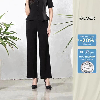 Quần Ống Đứng Cạp Thấp Cúc Bọc Chun Sau LAMER  L64T23Q001