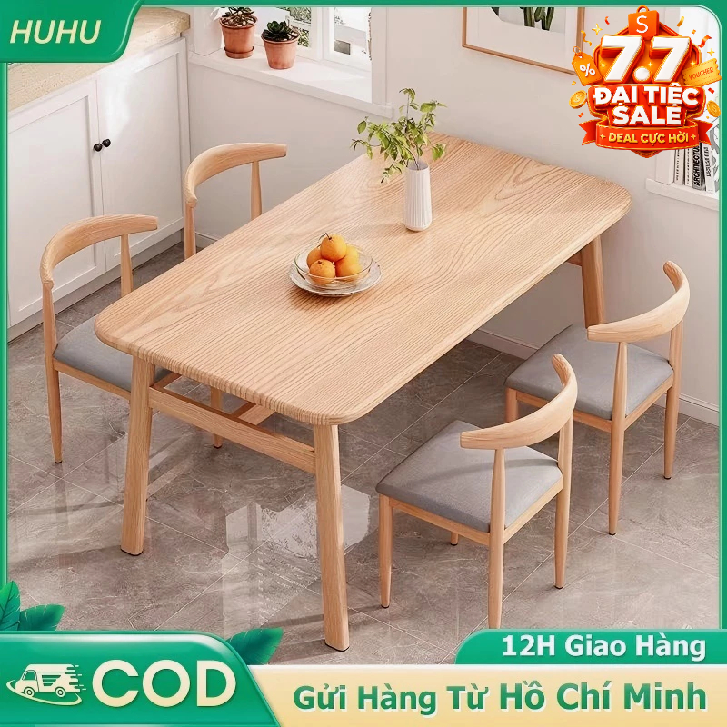 HUHU Bàn ăn giả gỗ nguyên Phù hợp cho gia đình và nhà hàng chắc chắn và bền bỉ Nhiều kích cỡ
